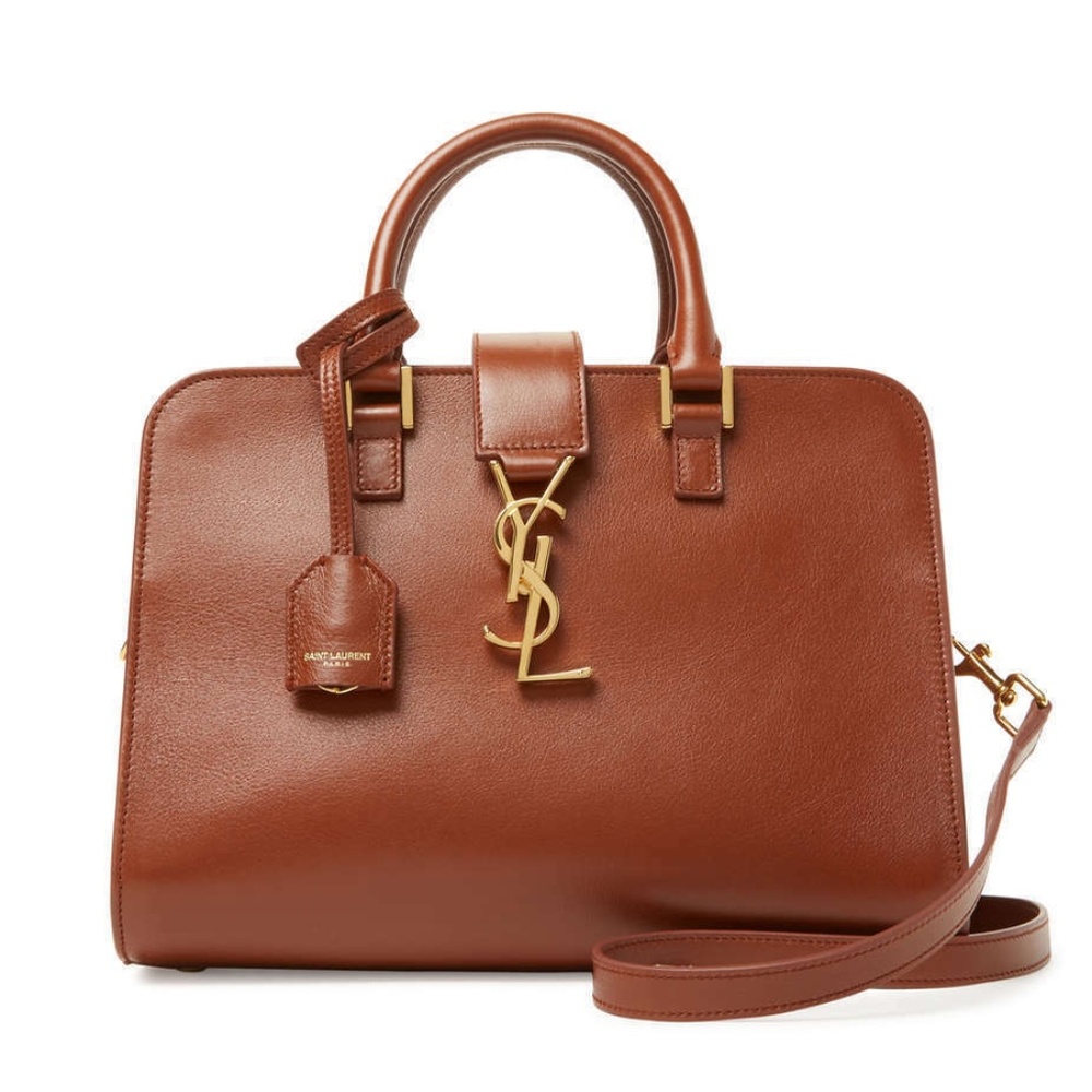 YSL SAINT LAURENT PARIS brown Cabas leather bag